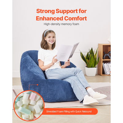 Καρέκλα VEVOR 3 πόδια Bean Bag με μαλακά υποβραχιόνια και τσέπη αποθήκευσης μπλε