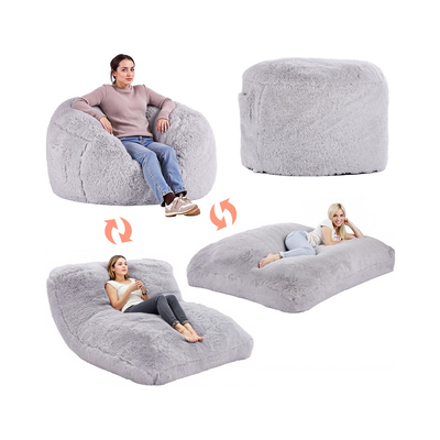 Καρέκλα κρεβατιού VEVOR Bean Bag Μετατρέψιμη από καρέκλα σε σαλόνι ή στρώμα Grey-Queen