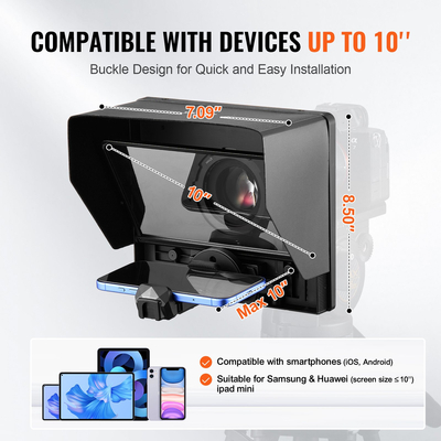 VEVOR 10&#039;&#039; φορητό τηλεχειριστήριο τηλεπρομηθευτών για ζωντανή ροή μέσω webcam Smartphone