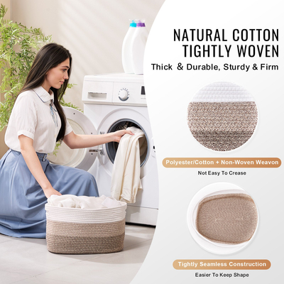 VEVOR Βαμβακερό Σχοινί Καλάθι 3 Πακέτα 22L Υφαντό Καλάθι αποθήκευσης για οργάνωση