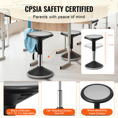 VEVOR ταλαντευόμενη καρέκλα με ρυθμιζόμενο ύψος (15,7-21,7") Active Chair Age 12-18 Μαύρο