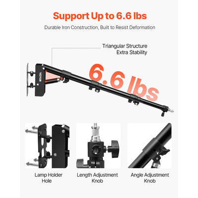 Βάση τοίχου VEVOR Triangle Boom Light Stand 39,37 in/100cm Ring Light Support