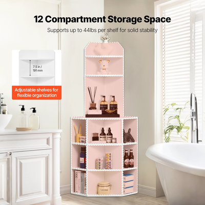 Γωνιακό ντουλάπι αποθήκευσης VEVOR 64" με ρυθμιζόμενα ράφια βάσης φόρτισης Λευκό