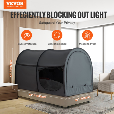 VEVOR 4 Doors Bed Tent Reathable Tent Light Blackout με 0,28 σε πόλους ινών