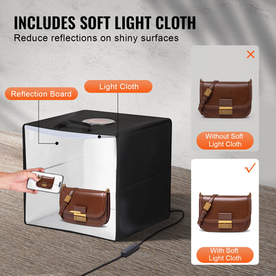 VEVOR 16" x 16" Photo Studio Light Box 3000-5600K 6 έγχρωμα σκηνικά διπλής όψης