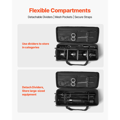 Θήκη τρόλεϊ εξοπλισμού VEVOR Studio 39,37 x 14,96 x 12,60 σε κυλιόμενη τσάντα κάμερας