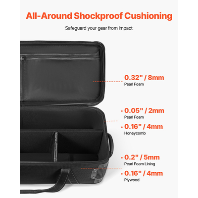 Θήκη τρόλεϊ εξοπλισμού VEVOR Studio 51,57 x 14,37 x 14,96 σε κυλιόμενη τσάντα κάμερας