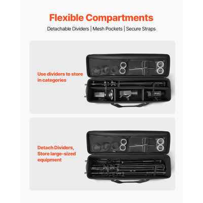 Θήκη τρόλεϊ εξοπλισμού VEVOR Studio 51,57 x 14,37 x 14,96 σε κυλιόμενη τσάντα κάμερας