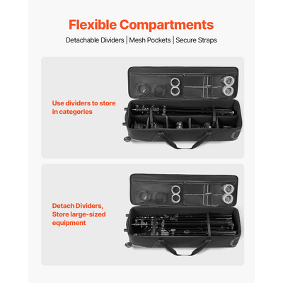 Θήκη τρόλεϊ εξοπλισμού VEVOR Studio 46,46 x 14,57 x 11,81 σε κυλιόμενη τσάντα κάμερας