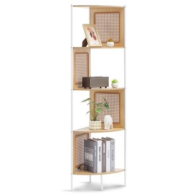 Γωνιακό ράφι VEVOR Rattan 5 επιπέδων από μπαμπού σκάλα Στενό ράφι γωνιακό ράφι τοίχου