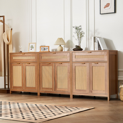 Ντουλάπι VEVOR Rattan με 6 πόρτες 3 συρτάρια ρυθμιζόμενα ράφια Σετ 3 φυσικών
