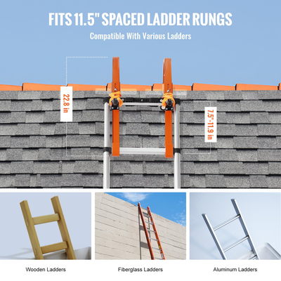 VEVOR Ladder Roof Hook Stabilizer 2 Pack with Wheel Labber Grip T-Bar Steel