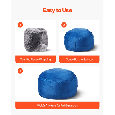 Καρέκλα VEVOR 3 πόδια Round Bean Bag με αφαιρούμενο κάλυμμα & Dutch Velvet Blue