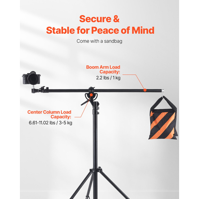 Φωτογραφική βάση VEVOR Air Cushioned Aluminium Photography Stand με ρυθμιζόμενο βραχίονα μπούμας