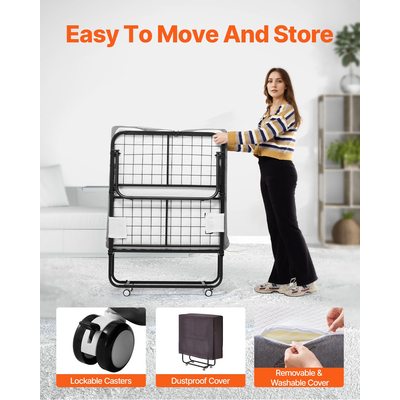 VEVOR Πτυσσόμενο κρεβάτι πτυσσόμενο κρεβάτι με στρώμα αφρού 5 ιντσών για ενήλικες και επισκέπτες