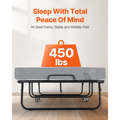 VEVOR Πτυσσόμενο Κρεβάτι Πτυσσόμενο Κρεβάτι με 5 σε Αφρώδες Στρώμα για Ενήλικες και Επισκέπτες