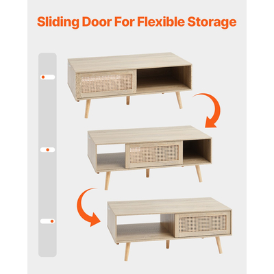 VEVOR Rattan Τραπεζάκι Σαλονιού Ορθογώνιο Rattan Τραπεζάκι σαλονιού 2 επιπέδων για σαλόνι