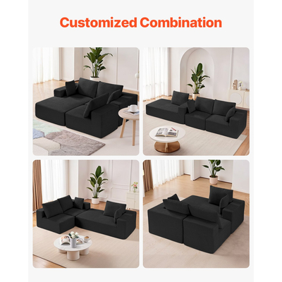 VEVOR Modular Sectional Καναπές σε σχήμα L Cloud Καναπές με ξαπλώστρα και μαξιλάρι μαύρο