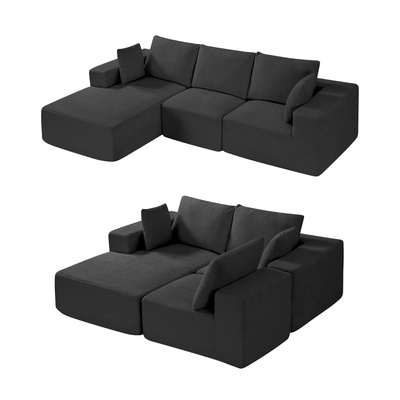 VEVOR Modular Sectional Καναπές σε σχήμα L Cloud Καναπές με ξαπλώστρα και μαξιλάρι μαύρο