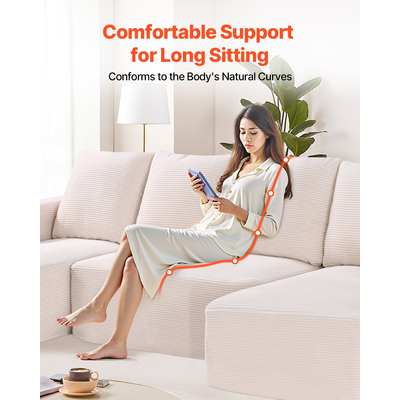 VEVOR Modular Sectional Καναπές σε σχήμα U Cloud Καναπές με ξαπλώστρα και μαξιλάρι μπεζ