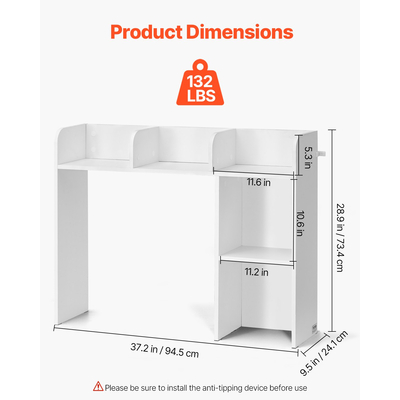 VEVOR Desktop Bookshelf White Desktop Storage Organizer 2-Tier για γραφείο και σπίτι