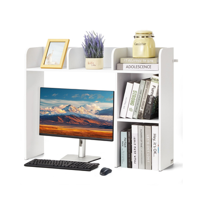 VEVOR Desktop Bookshelf White Desktop Storage Organizer 2-Tier για γραφείο και σπίτι