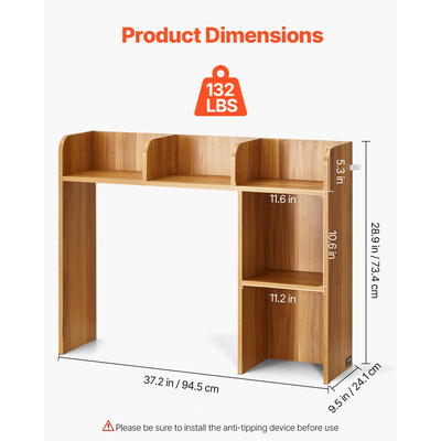 VEVOR Desktop Bookshelf Wood Desktop Storage Organizer 2-Tier για γραφείο και σπίτι