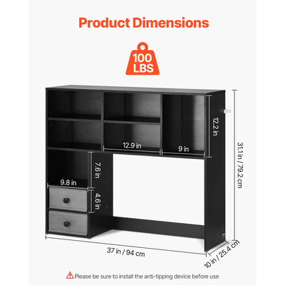 VEVOR Desktop Bookshelf Black Desktop Storage Organizer 3 επιπέδων για γραφείο και σπίτι