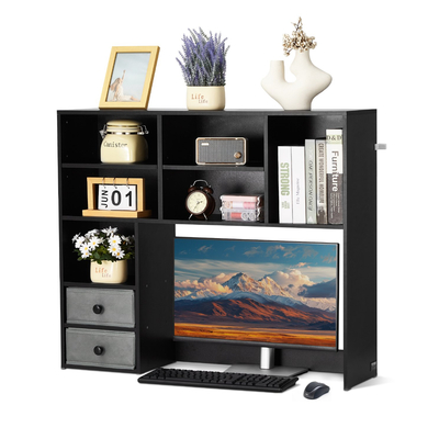 VEVOR Desktop Bookshelf Black Desktop Storage Organizer 3 επιπέδων για γραφείο και σπίτι