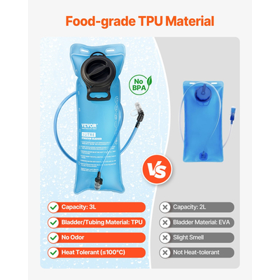 VEVOR Tactical Molle Hydration Pack Σακίδιο πλάτης 3L TPU Water Bladder Πεζοπορία Πεζοπορία