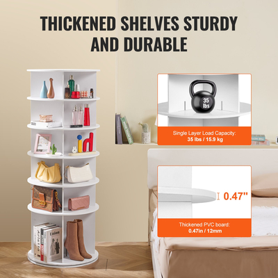 VEVOR 6 επιπέδων Περιστρεφόμενος πύργος ραφιών παπουτσιών 360° Περιστρεφόμενος καρουζέλ για παπούτσια