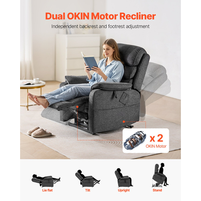 VEVOR Power Lift Recliner Καρέκλα για Ηλικιωμένους Heat and Massage Electric Recliner M
