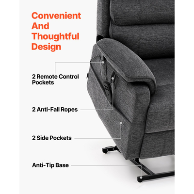 VEVOR Power Lift Recliner Καρέκλα για Ηλικιωμένους Heat and Massage Electric Recliner M