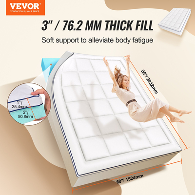 VEVOR Topper στρώματος Premium Memory Foam Fiber Fill Queen 76,2 mm Πάχος