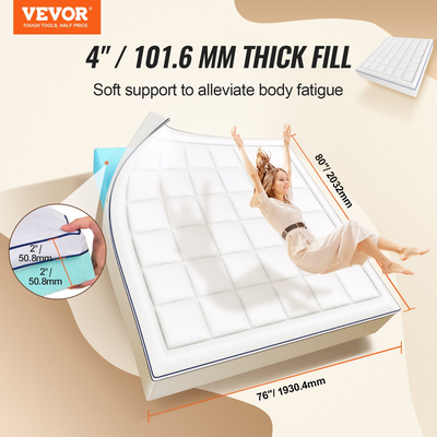 VEVOR Topper στρώματος Premium Memory Fiber Fill King Πάχος 101,6 mm