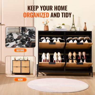 Ερμάριο αποθήκευσης παπουτσιών VEVOR Rattan Shoe Storage Organizer με 4 συρτάρια