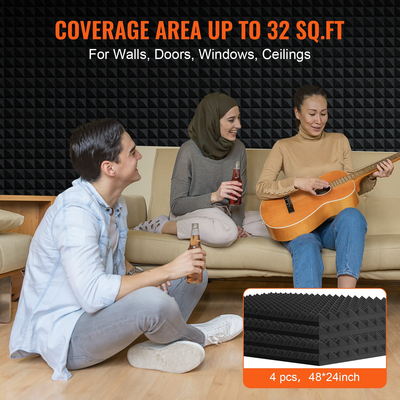VEVOR Acoustic Foam Panels 4 Pack 48 x 24 x 2 in για τοίχο και οροφή στούντιο