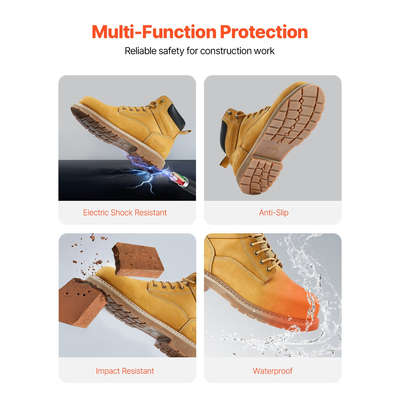 VEVOR Steel Toe Work Boots UK Size 8.5 Αδιάβροχα για άνδρες Αντιολισθητικά