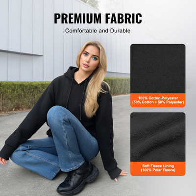 VEVOR Θερμαινόμενο φούτερ με κουκούλα Unisex με Μπαταρία για Άντρες & Γυναικεία Μέγεθος M Μαύρο