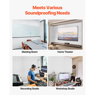 VEVOR Πακέτο 18 ακουστικών πάνελ τοίχου 11,8 x 11,8 x 0,4 ίντσες αυτοκόλλητα λευκά