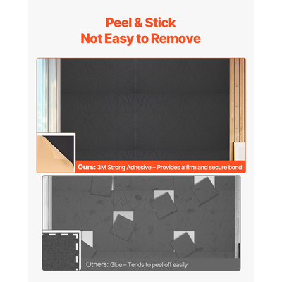 VEVOR Πακέτο 18 ακουστικών πάνελ τοίχου 11,8 x 11,8 x 0,4 ίντσες αυτοκόλλητα μαύρα