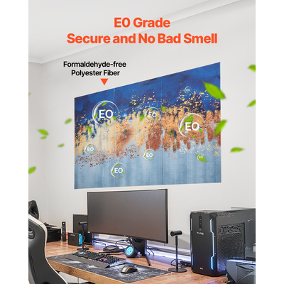 VEVOR Πακέτο 6 Ακουστικών Πάνελ Τέχνης 23,6 x 23,6 ιντσών Αυτοκόλλητα για Παστέλ Σπιτιού