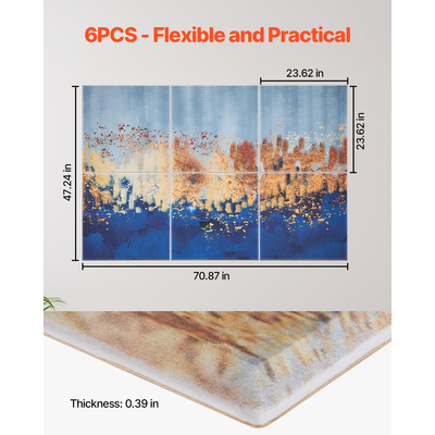 VEVOR Πακέτο 6 Ακουστικών Πάνελ Τέχνης 23,6 x 23,6 ιντσών Αυτοκόλλητα για Παστέλ Σπιτιού