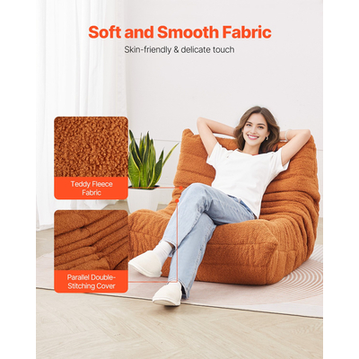 Καρέκλα φασολιών σε σχήμα L VEVOR με μαλακά μπράτσα και τσέπη αποθήκευσης καφέ