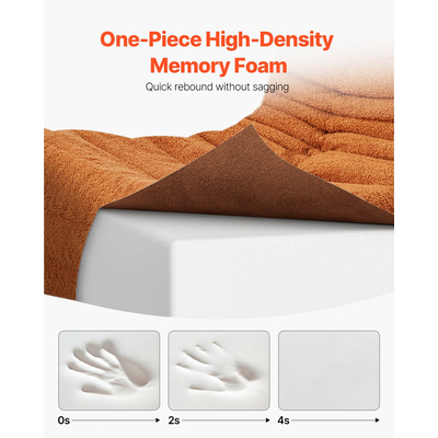 Καρέκλα φασολιών σε σχήμα L VEVOR με μαλακά μπράτσα και τσέπη αποθήκευσης καφέ