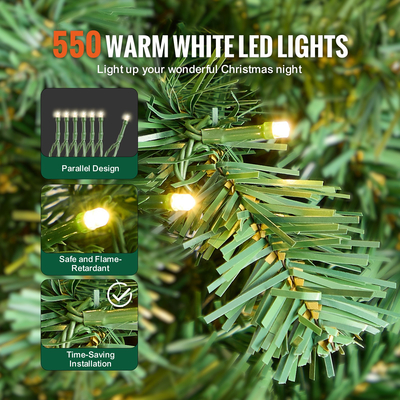 VEVOR Χριστουγεννιάτικο Δέντρο 7,5 ποδιών Prelit Artificial Tree with 550 White LEDs 1346 Tips
