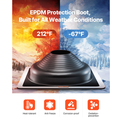 VEVOR 2 τμχ Μεταλλικές μπότες οροφής που αναβοσβήνουν 6-3/4" - 14" Pipe High Temp EDPM