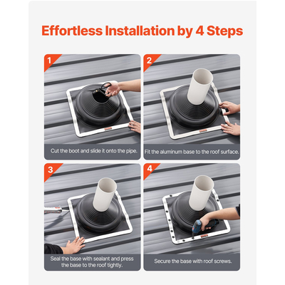 VEVOR 2 τμχ Μεταλλικές μπότες οροφής που αναβοσβήνουν 6-3/4" - 14" Pipe High Temp EDPM