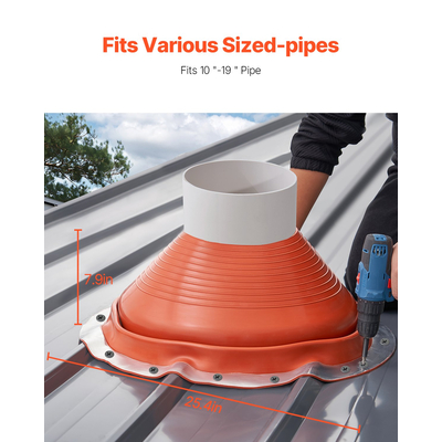 VEVOR Metal Roof Pipe Flashing Boot ταιριάζει 10" - 19" Pipe High Temp Red Silicone