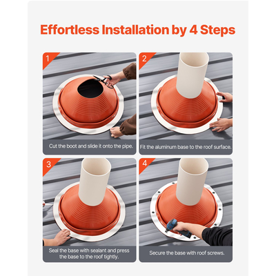 VEVOR Metal Roof Pipe Flashing Boot ταιριάζει 10" - 19" Pipe High Temp Red Silicone